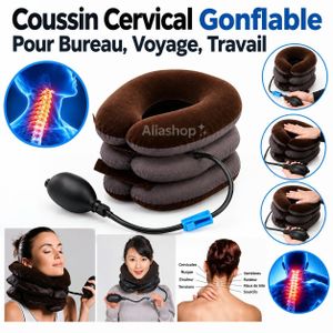 Correcteur de posture cervicale gonflable 3 niveaux – support de cou et de colonne cervicale réglable pour soulager les tensions et améliorer la posture