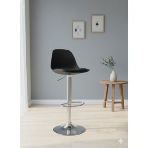 كرسي بار عصري سكندي أسود مطفي بقاعدة كروم دوارة