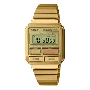 Casio – Montre Digitale Vintage Dorée Unisexe Style Rétro Années 80 – Bracelet Acier Inoxydable – A120WEG-9A 