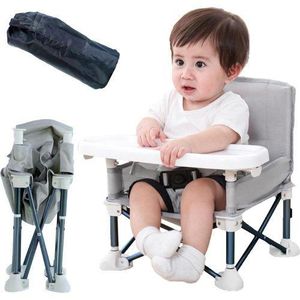 Chaise Haute Pliable Et Portative Pour Bébé Avec Plateau Amovible Et Sac De Transport - Gris