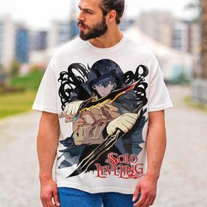 BENYAHYA STORE Solo Leveling Manhwa Tshirt T-shirt Oversize Teshirt Sung Jin-woo Anime Japan Teeshort