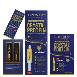 Brunka Crystal Protein Moisture & Repair kit Sans sulfate Shampooing Mask avec ampoules et serum 