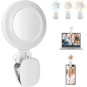 Anneau lumineux pour téléphone portable, lumière vidéo avec miroir, intensité variable et 5 niveaux de luminosité, anneau de selfie rotatif à 180°, lumière de vidéoconférence pour Tiktok