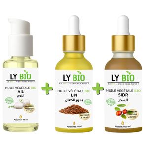 LY BIO PACK HUILE AIL 50ML - POMPE + HUILE LIN 50ML - PIPETTE + HUILE SIDR 50ML - PIPETTE