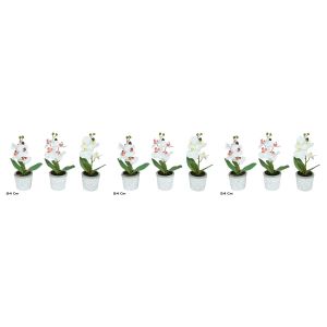 Orchidée Artificielle - Pot Céramique Décoratif - Décoration Intérieure Élégante - Blanche et Rose - 24 cm - Lot de 3