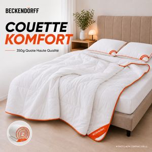 Beckendörff Couette KOMFORT 220x240 cm Pour Lits 140 & 160 cm - Ouate Haute Qualité 350 g/m² (Confort Tempéré) - Hypoallergénique & Lavable En Machine