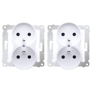 SIMON Prise Électrique Double - Connexion Sécurisée - Maison & Bâtiment - Blanc 54 - Lot de 2