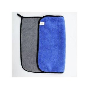 3 Serviette microfibre douce double face - bleu/gris - medium 40*30