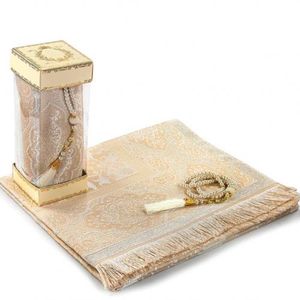 Coffret Cadeau "Ramadan Kareem" : Boite Cadeau Avec Tapis Et Chapelet Deluxe Assorti
