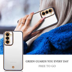 Fashion Case Pochette pour Samsung A24 Silicone de Luxe transparent Gold/Bleu