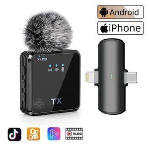 Microphone sans fil Lavalier 2 en 1 Lightning iPhone et Type-c 20 mètres ( 1 récepteur + 1 émetteurs ) pour iPhone et Android