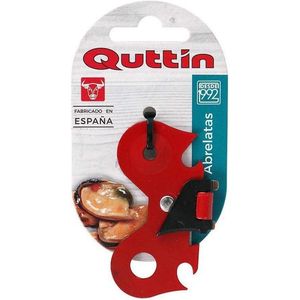 Ouvre-Boîte Manuel Quttin Abrelatas en Acier Inoxydable Haute Qualité Fabriqué en Espagne Design Ergonomique Rouge pour Conserves et Boîtes de Cuisine Ustensile Durable et Professionnel