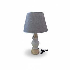 Lampe de Table Céramique avec Abat-jour en Tissu Gris