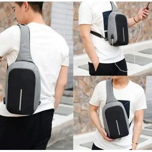 Sac de poitrine antivol Sac Bandoulière sac porté épaule , Sacoche Mini Cartable sac Homme - Gris