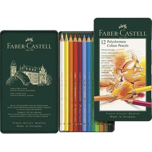 Faber Castel Boîte métal de 12 Crayons de couleur Polychromos.