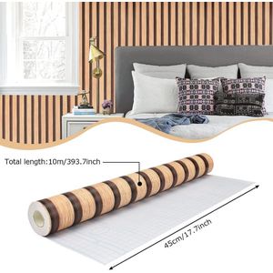 Papier adhésif effet bois 10m x 45cm – Film autocollant vinyle imitation bois noyer/érable pour rénovation meubles, cuisine, mur et décoration maison, covering mobilier, repositionnable et résistant à l’eau