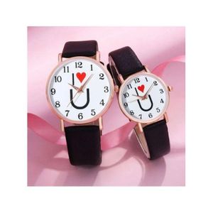 2 x Montre I LOVE YOU pour Couple en cuir, romantique, tendance, luxe, amour (Sans Boîte)