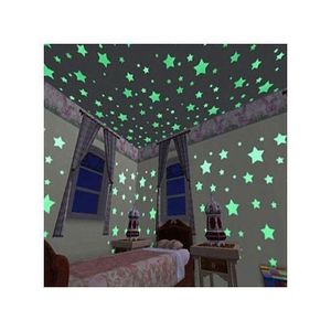 Etoiles Lumineux Fluorescentes Autocollant Fluo Plastique pour Décoration 100piéces/paquet