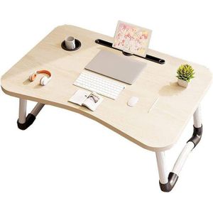 Table Pliante Multifonction pour Ordinateur Portable – Bureau Portable en Bois – Pliable avec Support et Porte-Gobelet