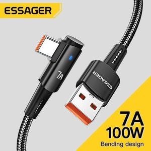 ESSAGER USB Type C câble 90 degrés pour OPPO 100W cordon de charge rapide pour Honor Huawei Oneplus Realme câble de données de chargeur coudé