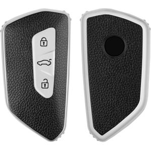 Coque Clé, Etui Cles Étui Clés Adapté pour Seat Leon MK4 Ateca Tarraco Skoda Octavia Enyaq Couvre Clef Cache Cle Voiture Telécommande - Texture Cuir