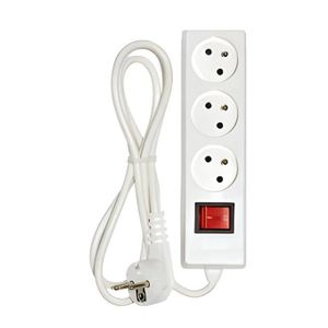 Bloc Multiprise Électrique - 3 Prises avec Interrupteur - Sécurité et Confort pour Maison/Bureau - Blanc