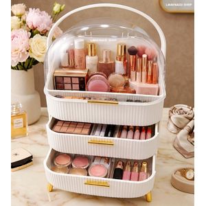 Organisateur de maquillage, vitrine à cosmétiques avec 2 tiroirs, idéal pour la coiffeuse de chambre.
