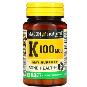 Mason Natural Vitamin K, 100 mcg, 100 Tablets