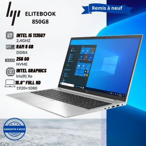Hewlett Packard Pc Portable HP EliteBook 850 G8 I5-1135g7 11éme Génération RAM 8Go DDR4 256Gb SSD QWERTY ECRAN 15.6"- REMIS A NEUF