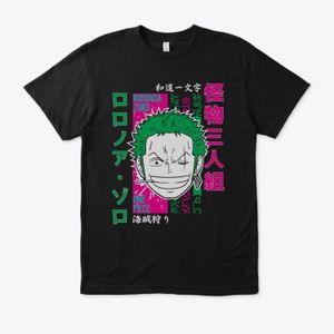 T-Shirt Roronoa Zoro Inspiré Anime Graphique Unisexe pour Fans d'Animation - Black