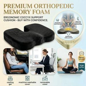 Coussin de Siège Ergonomique en Mousse à Mémoire de Forme – Confort Premium, Soulagement du Coccyx et Pressions Assises