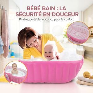 Baignoire Gonflable pour Bébé - Bassine Pliable Portable avec Coussin Confort et Siège Central, Mini Piscine pour Nourrissons et Tout-Petits, Utilisation Intérieure et Extérieure