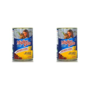 Morando Pâtée pour chat - Bocconcini au Lapin - Aliment Complet et Équilibré - 405g - Lot de 2