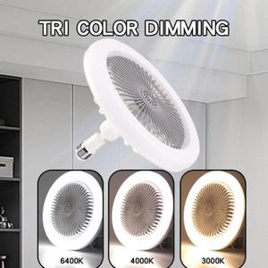 Ventilateur de Plafond avec Lampe LED E27 et Télécommande – Ventilateur Silencieux 360° 3 Modes d’Éclairage – Mini Ventilateur Plafond pour Chambre Salon Été