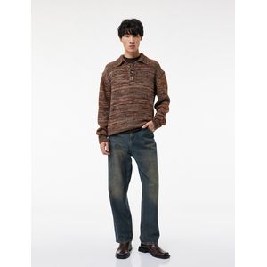 Koton Pull en maille boutonnée - Brun