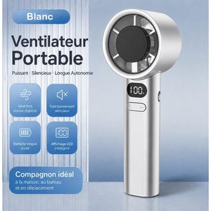 Mini Ventilateur Portable USB-C Rechargeable 120 Vitesses avec Écran LED