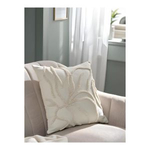 Coussin Décoratif - Motif Végétal Texturé - Beige - Pour Salon et Chambre - 45x45 cm