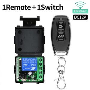 Interrupteur sans fil DC 12 V avec télécommande 433 mHz, relais sans fil 1 canal commutateur momentané, émetteur récepteur universel pour porte de garage télécommande DIY