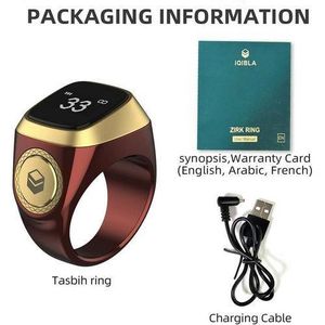 Bague tasbih connectée rechargeable, compteur zikr digital écran OLED, rappel prière intelligent, bague musulmane légère pratique