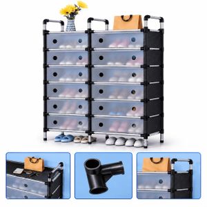 Étagère à Chaussures 12 Niveaux en Tissu Non Tissé – Organisateur de Chaussures Grande Capacité, Pliable et Modulable 180°, Montage Facile, Anti-Poussière