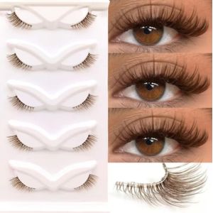 Pack 5 Paires de Faux Cils Marron Effet Œil de Chat Avec Bande Transparente - Volume Naturel 3-10mm