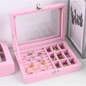 صندوق تخزين مهم للمجوعرات  محمول- علبة تخزين مجوهرات صغير محمول للخواتم، أقراط، قلادات- منظم رائع-Boîte de rangement pour boucles d'oreilles,