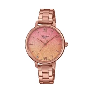 Casio Cadran dégradé inspiré du coucher du soleil avec or rose et verre saphire anti rayures - WR 50m - SHE-4548PG-4A