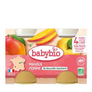 babybio Mangue Pomme de Nouvelle-Aquitaine 2x130g – Dès 4 mois