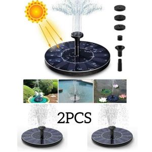 2PCS Fontaine à eau solaire , mini pompe flottante portable pour bain d'oiseaux et décoration de jardin