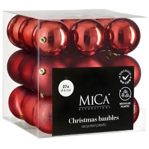 Boules de Noël - Plastique Incassable - Décoration d'Arbre de Noël - Set de 27 Pièces Ø 8 cm