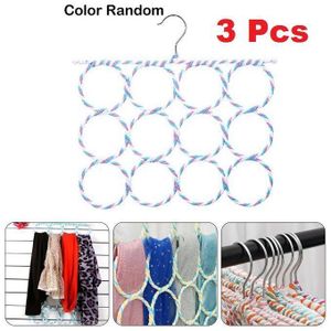 Porte-écharpe à 12 anneaux 3 Pièces, Cintres à foulard, ceintures et cravates