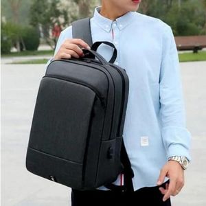 حقيبة عمل مدرسية مقاومة للماء + منفذ USB، حقيبة ظهر لجهاز كمبيوتر مقاس 15.6 بوصة