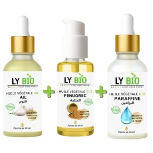 LY BIO PACK HUILE AIL 50ML - PIPETTE + HUILE FENUGREC 50ML - POMPE + HUILE PARAFFINE 50ML - PIPETTE