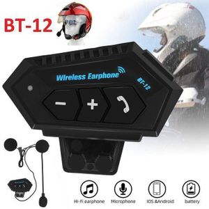 Oreillette Bluetooth Moto, BT Intercom Appareil Communication pour Casque, BT-12